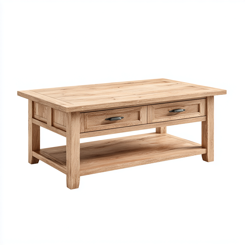 Mesa de centro de madera 118x56x47 cm - beige - estilo clásico-Homigopad