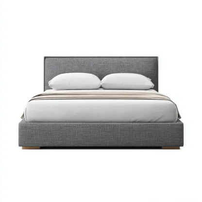 Cama matrimonial tapizada 200x160x98 cm - gris - diseño moderno-Homigopad