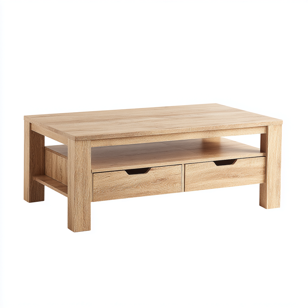 Mesa de centro de madera 120x60x45 cm - beige - diseño funcional-Homigopad