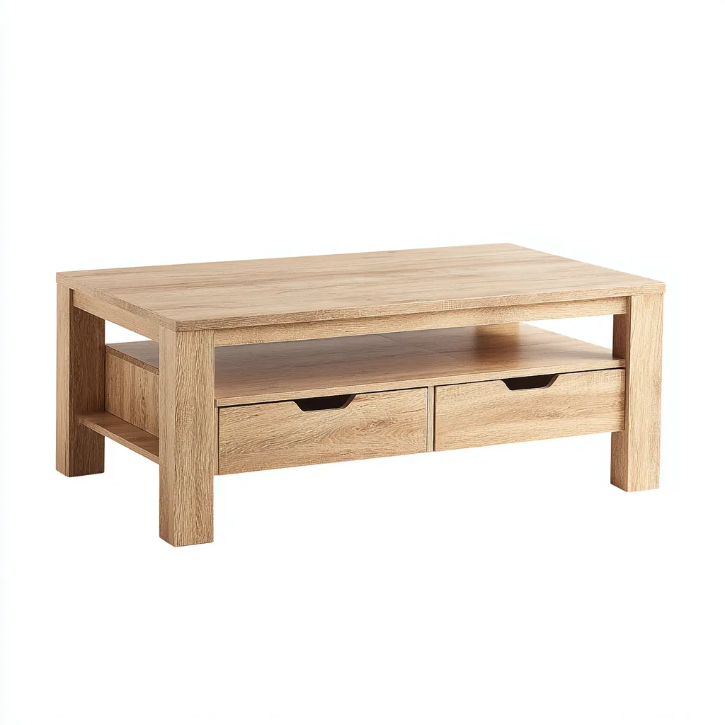 Mesa de centro de madera 120x60x45 cm - beige - diseño funcional-Homigopad