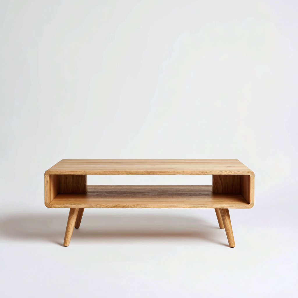 Mesa de centro moderna en madera clara 120x58x42 cm - marron claro - estructura abierta-Homigopad