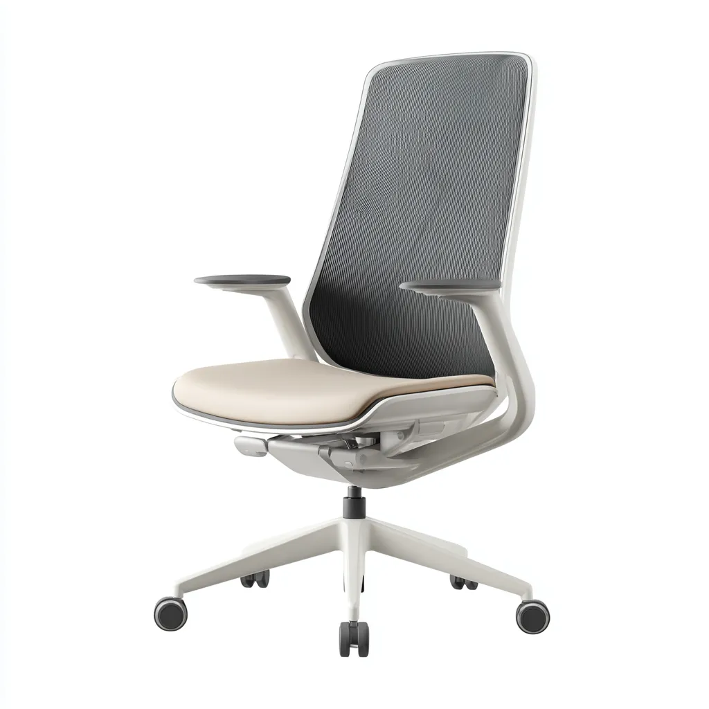 Silla de oficina - tapizado en tela - 61x61x115 cm - blanco-gris-beige - diseño moderno-Homigopad