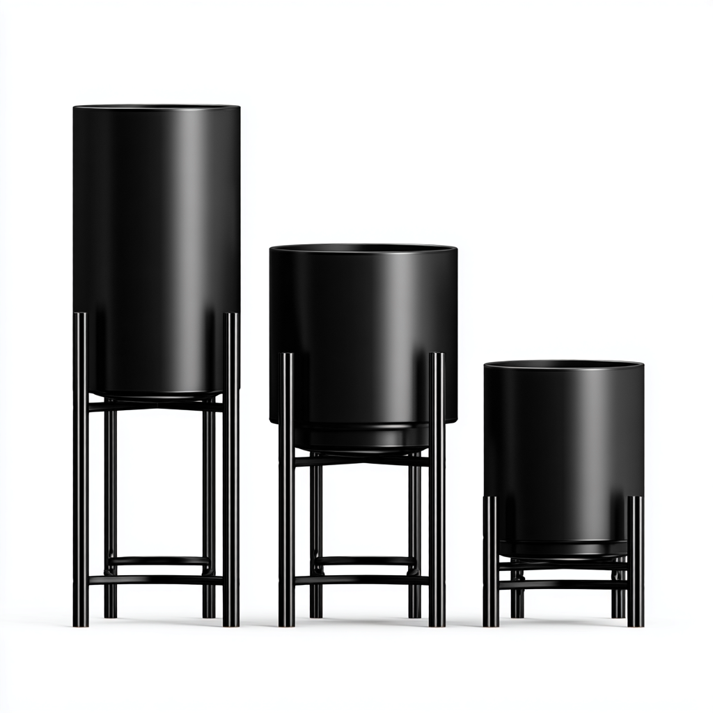 Macetas y soportes para plantas - Metal - 30x30x70 cm - Negro - Para interior y jardín - Diseño moderno-Homigopad