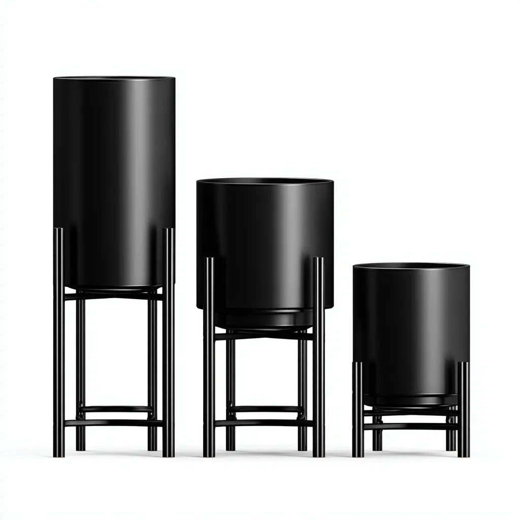 Macetas y soportes para plantas - Metal - 30x30x70 cm - Negro - Para interior y jardín - Diseño moderno-Homigopad