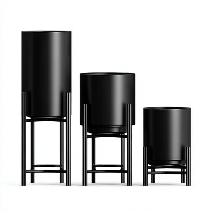 Macetas y soportes para plantas - Metal - 30x30x70 cm - Negro - Para interior y jardín - Diseño moderno-Homigopad