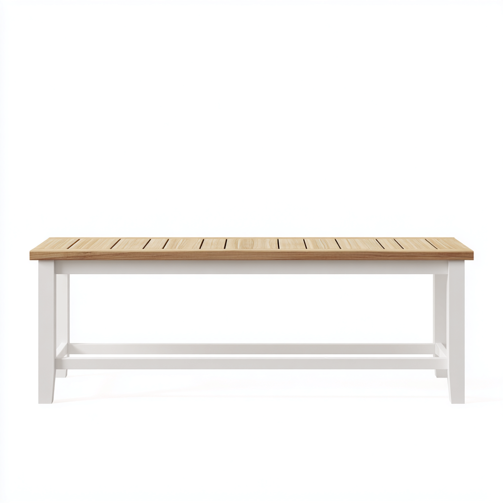 Banco de jardín madera y metal 150x40x45 cm - natural-blanco - estilo moderno-Homigopad