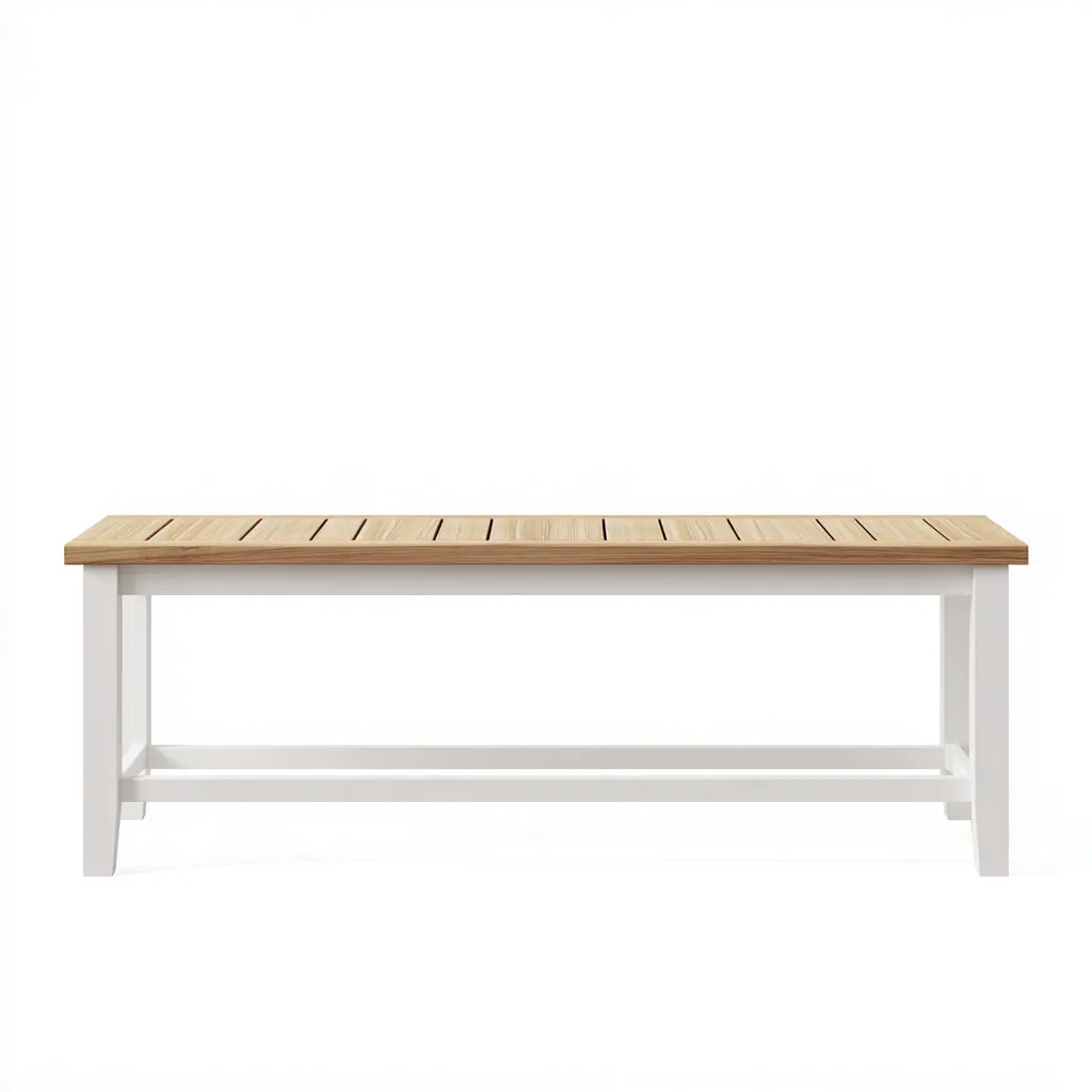 Banco de jardín madera y metal 150x40x45 cm - natural-blanco - estilo moderno-Homigopad