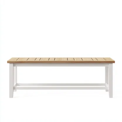 Banco de jardín madera y metal 150x40x45 cm - natural-blanco - estilo moderno-Homigopad