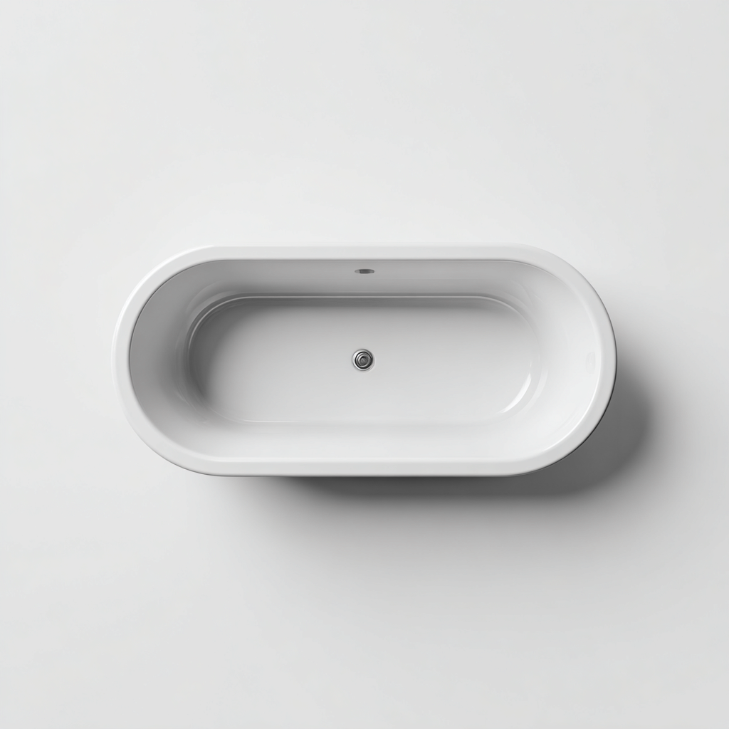 Bañera acrílica 160x70x55 cm - blanco - diseño ovalado moderno-Homigopad