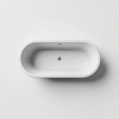 Bañera acrílica 160x70x55 cm - blanco - diseño ovalado moderno-Homigopad