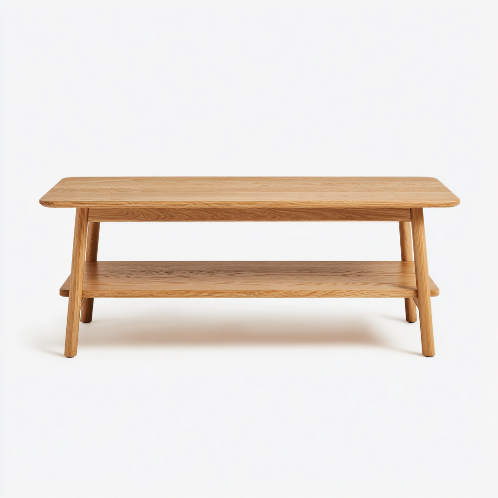 Mesa de centro de madera clara 120x58x45 cm - marron - estilo nordico minimalista-Homigopad