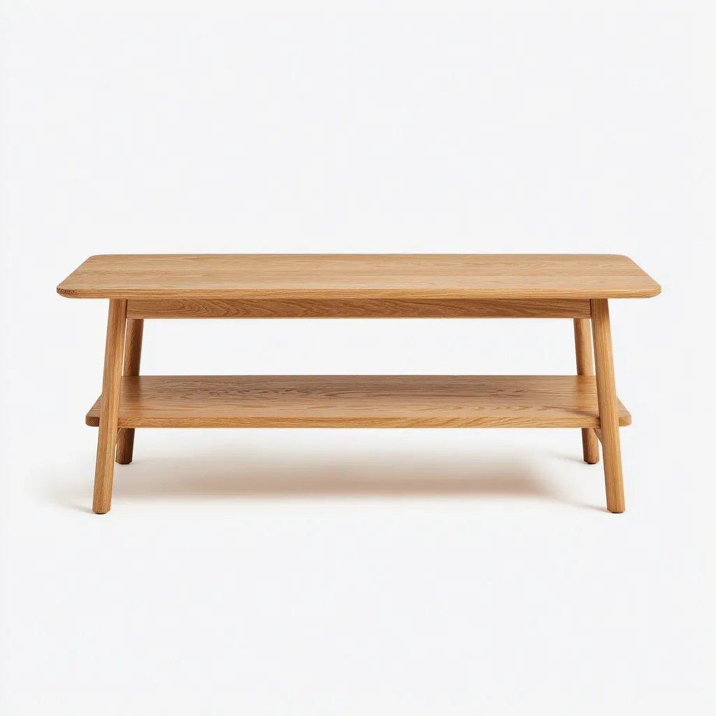 Mesa de centro de madera clara 120x58x45 cm - marron - estilo nordico minimalista-Homigopad