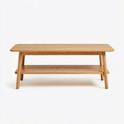 Mesa de centro de madera clara 120x58x45 cm - marron - estilo nordico minimalista-Homigopad