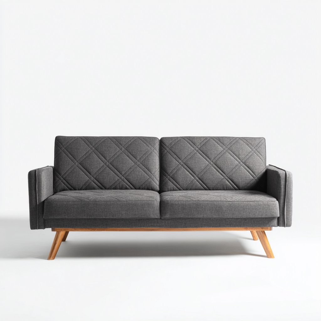 Sofá lineal tela 190x88x87 cm gris diseño contemporáneo-Homigopad