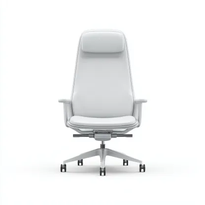 Silla de oficina - cuero sintético - 64x64x118 cm - blanco - diseño moderno-Homigopad