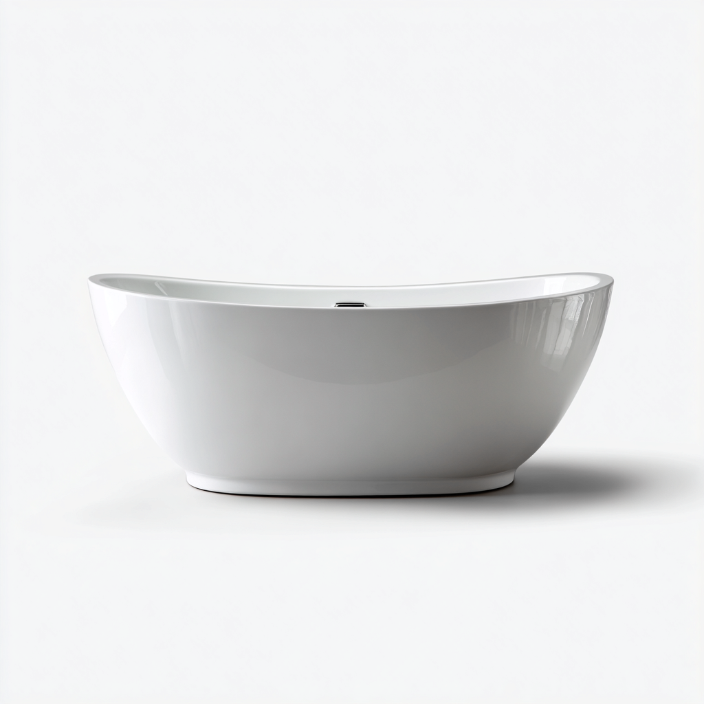 Bañera acrílica 175x80x60 cm - blanco - diseño curvado independiente-Homigopad