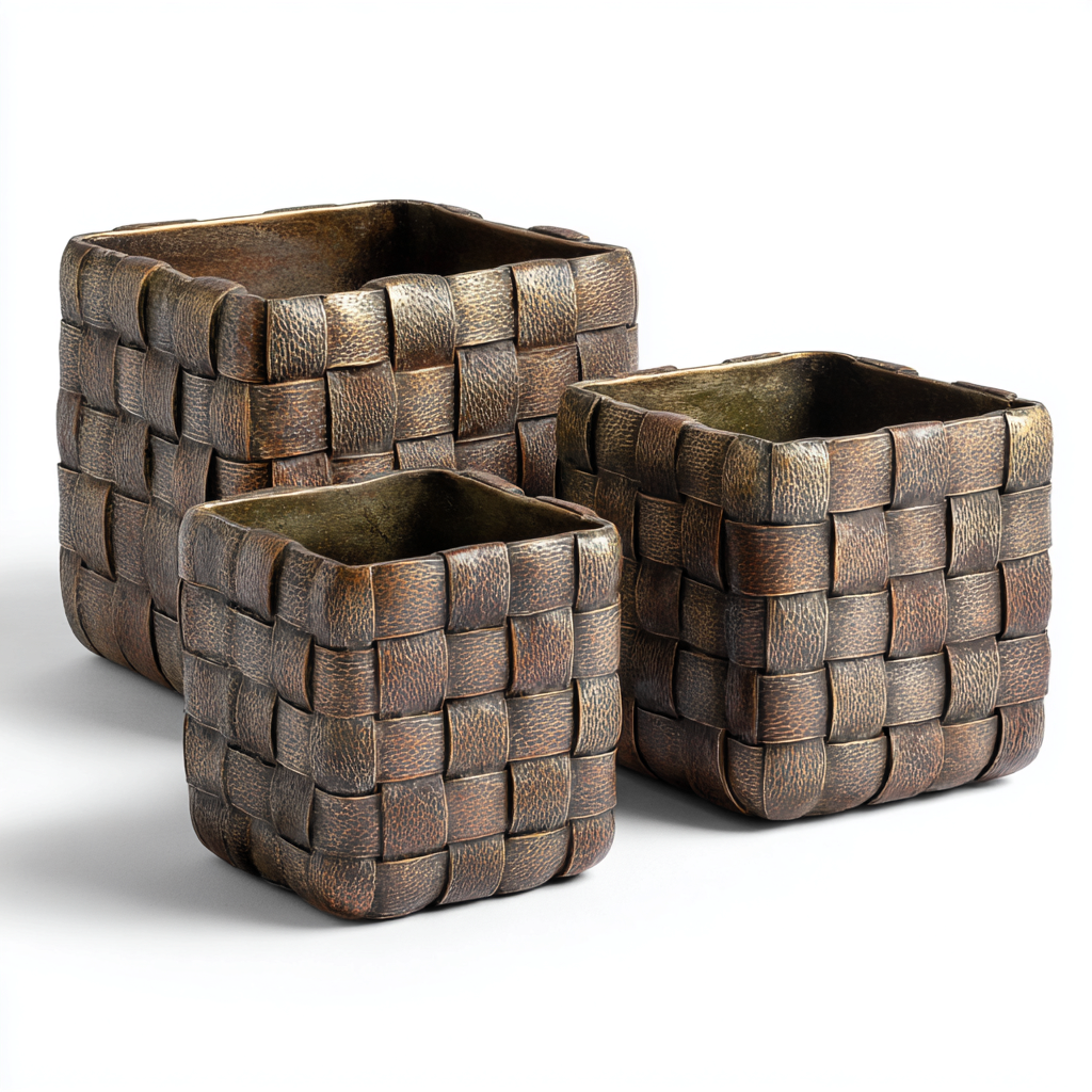 Macetas y soportes para plantas - Metal - 30x30x34 cm - Bronce - Para interior y jardín - Diseño artesanal-Homigopad