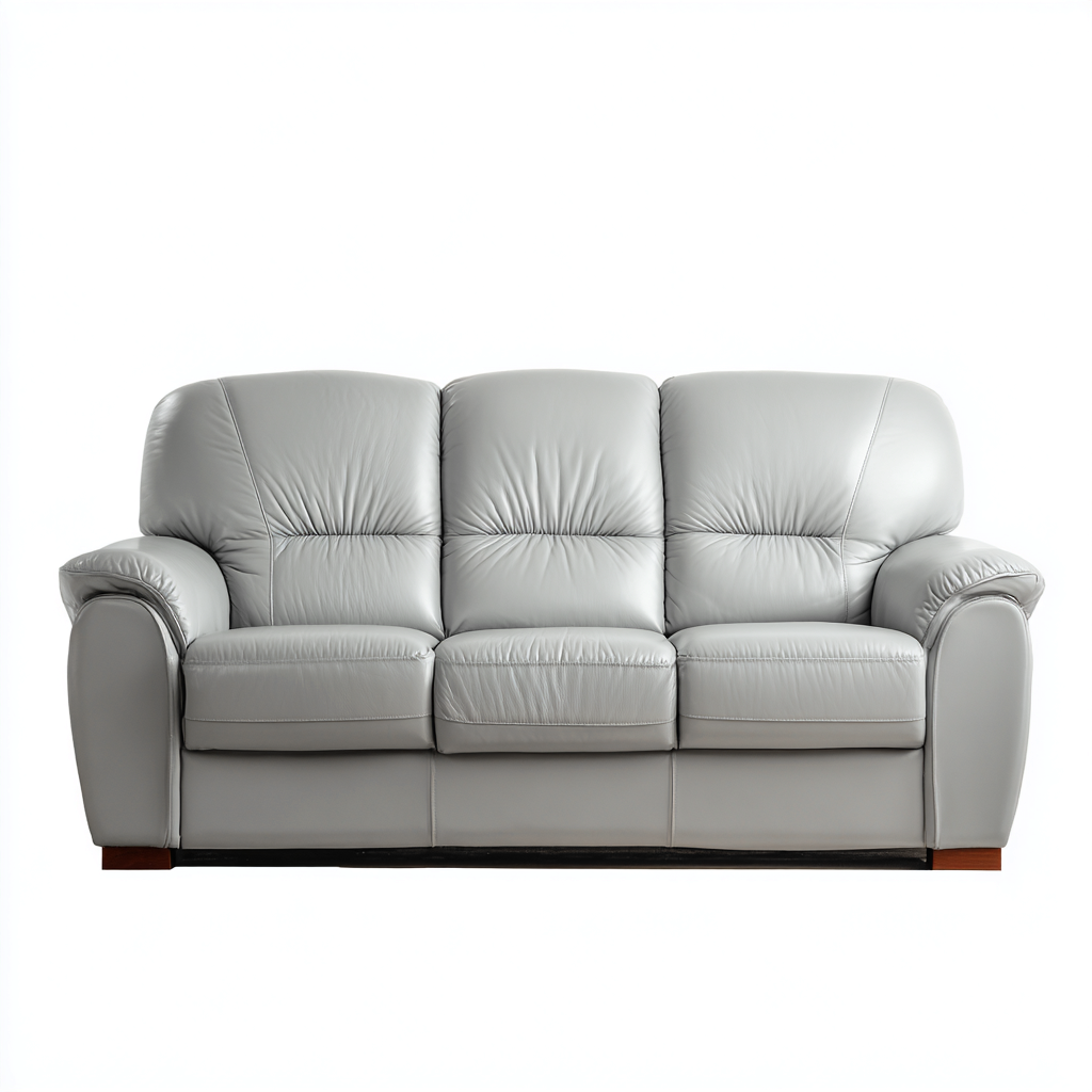 Sofá lineal piel sintética 208x94x90 cm gris diseño clásico-Homigopad