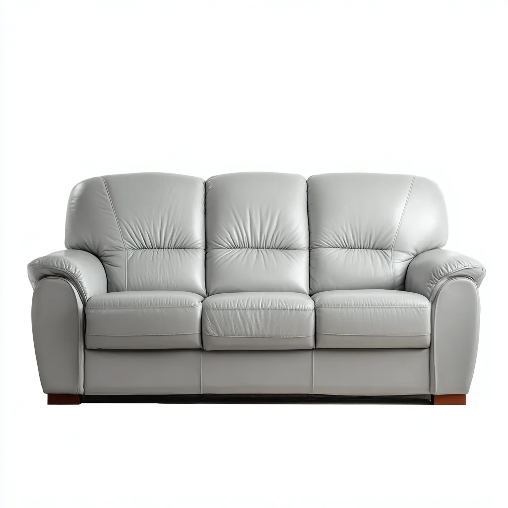 Sofá lineal piel sintética 208x94x90 cm gris diseño clásico-Homigopad