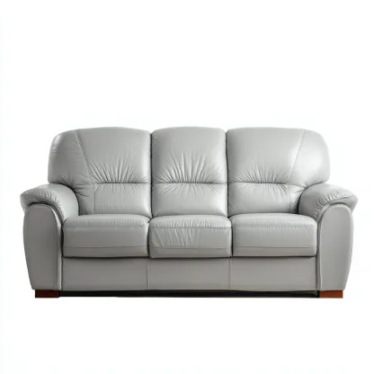 Sofá lineal piel sintética 208x94x90 cm gris diseño clásico-Homigopad