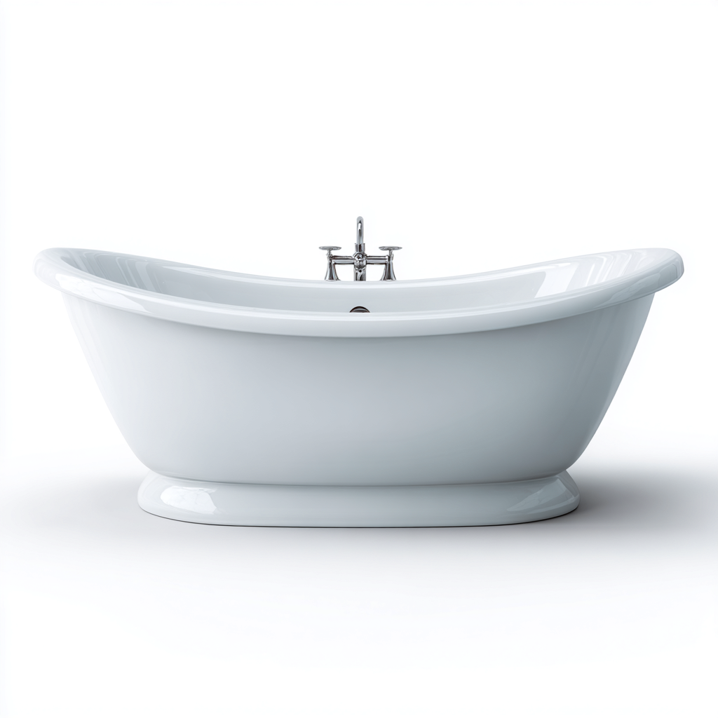 Bañera curva - acrílico - 175x78x60 cm - blanco - estilo clásico-Homigopad