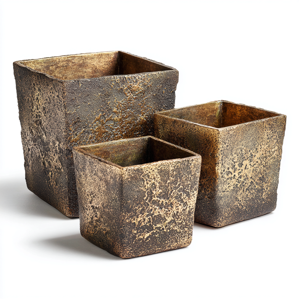 Macetas y soportes para plantas - Metal - 32x32x34 cm - Bronce - Para interior y jardín - Diseño rústico-Homigopad