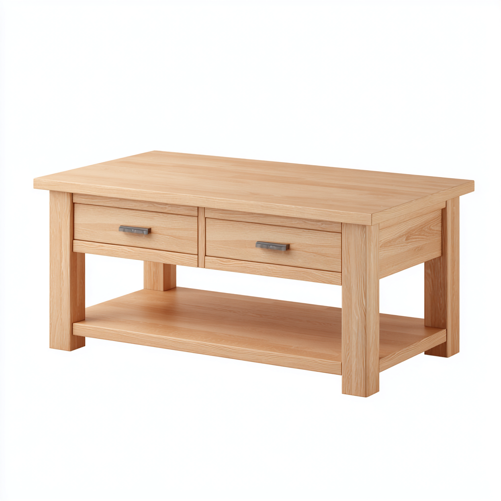 Mesa de centro de madera 120x60x45 cm - beige - diseño clásico-Homigopad