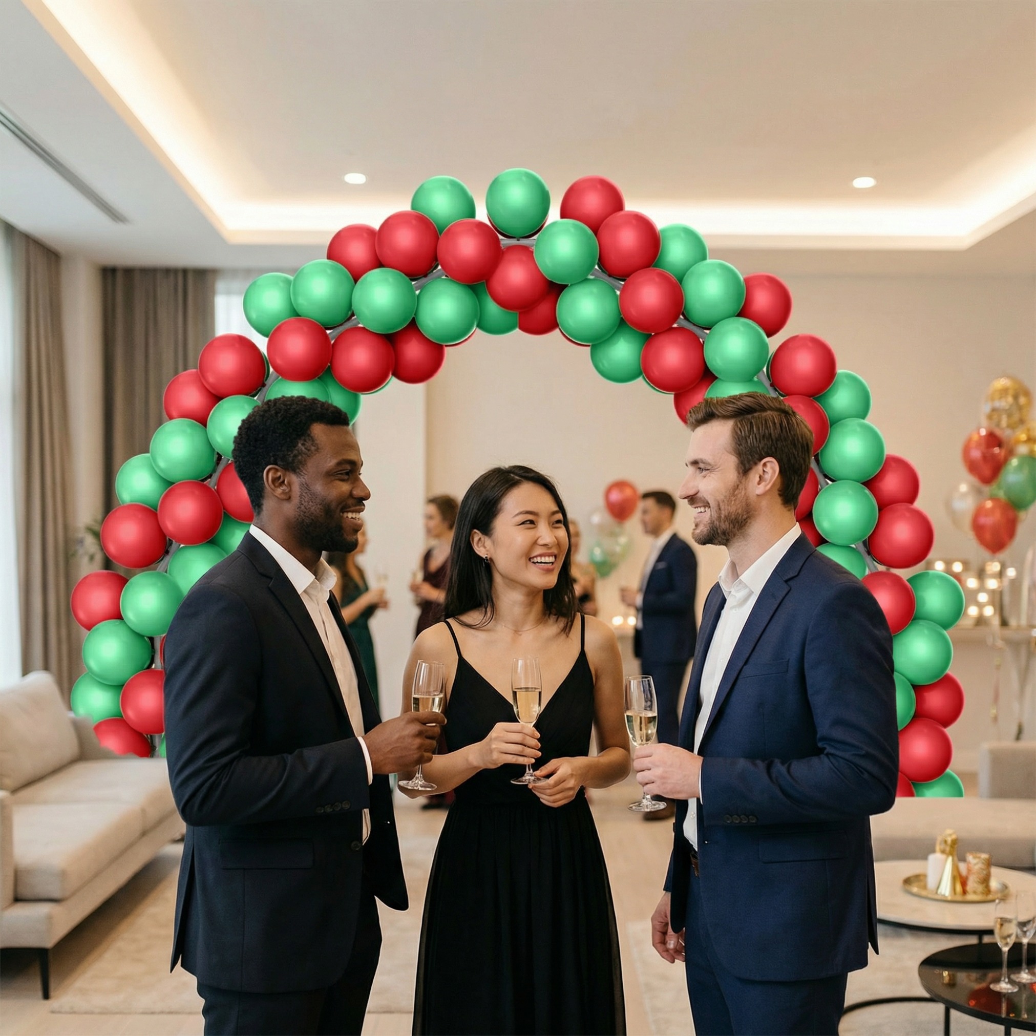 Festive Red & Green Balloon Arch Decoration Set