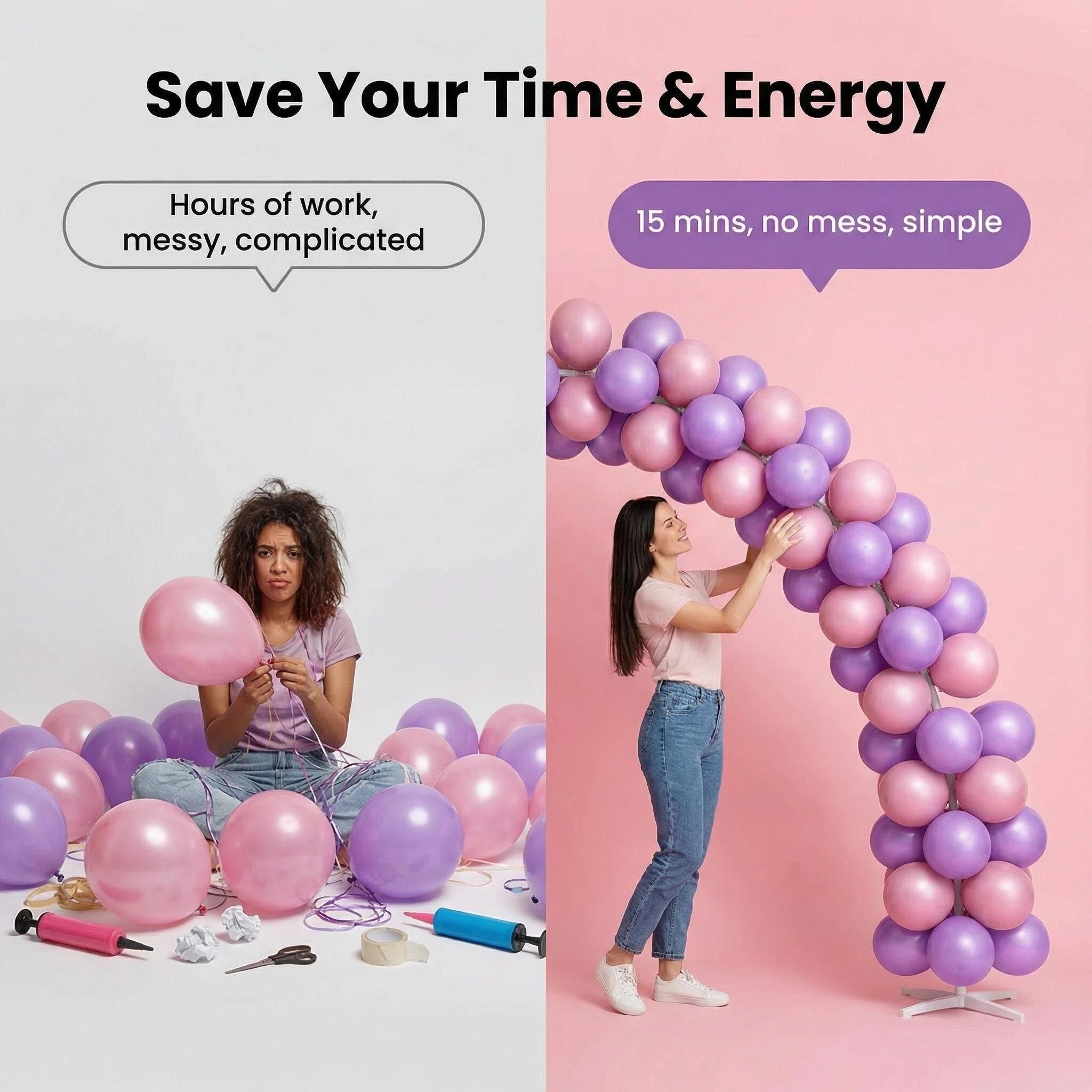 Pink Birthday Bash Balloon Arch Decoration Set