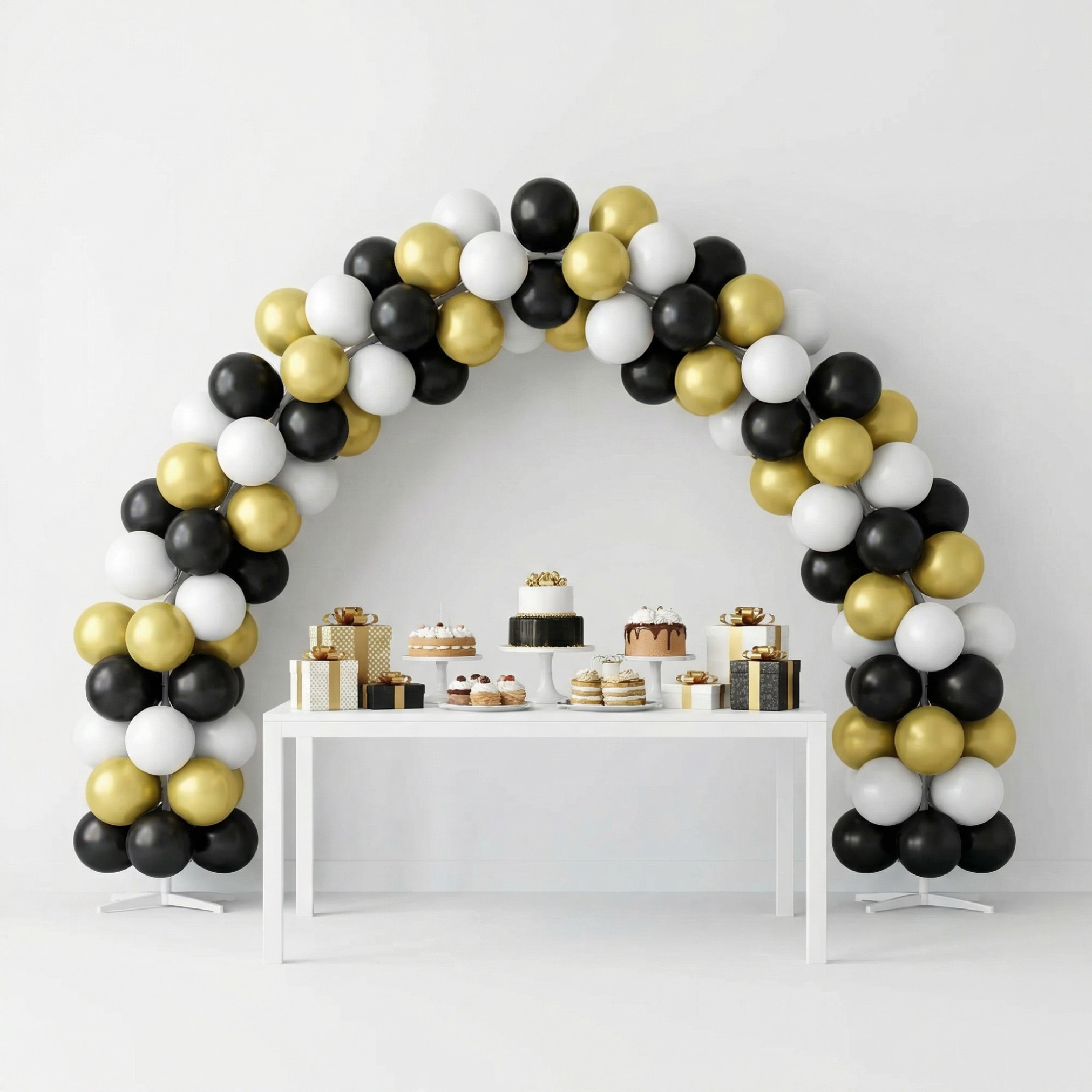 Luxury Black, Gold & White Balloon Arch Kit