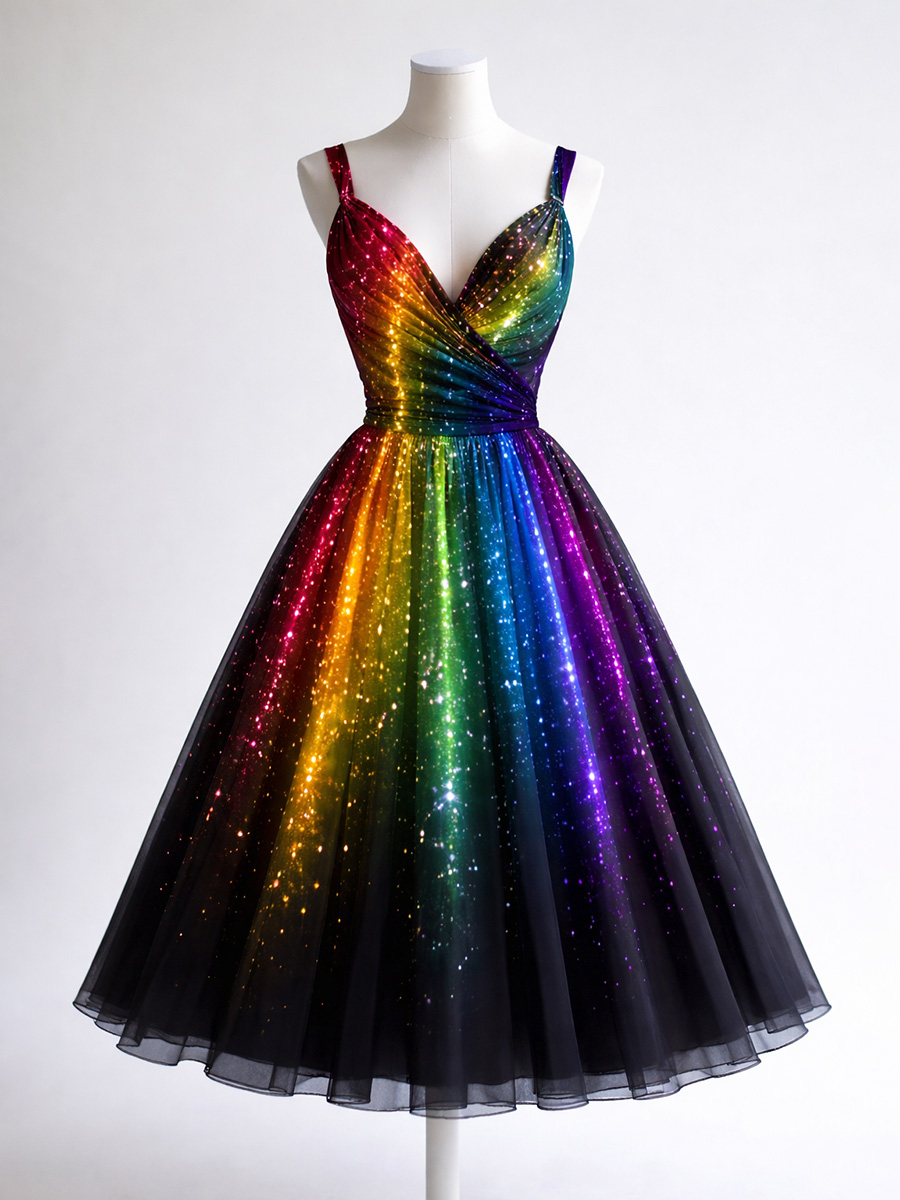 Women's Rainbow Art Print Casual Dress