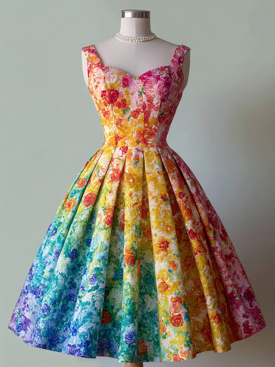 Women's Rainbow Art Print Casual Dress