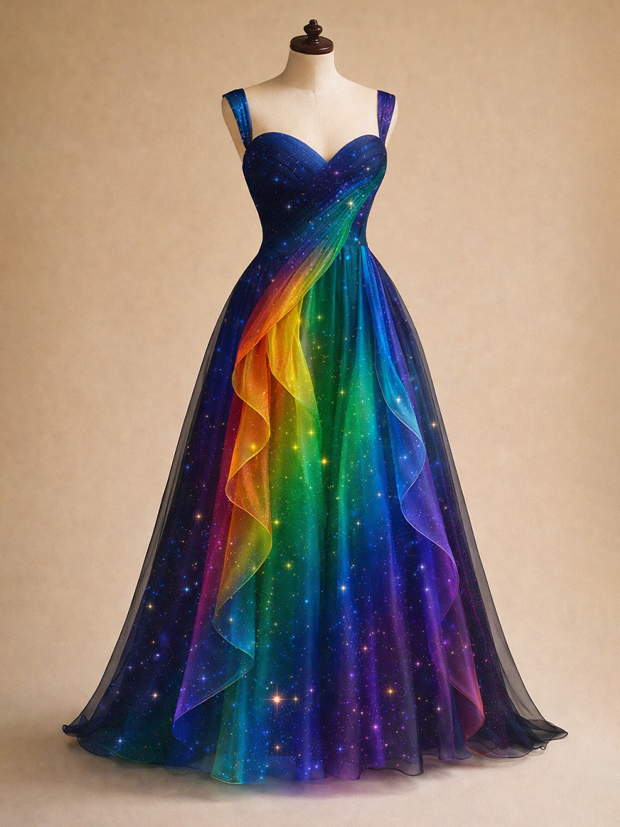 Women's Rainbow Art Print Casual Dress