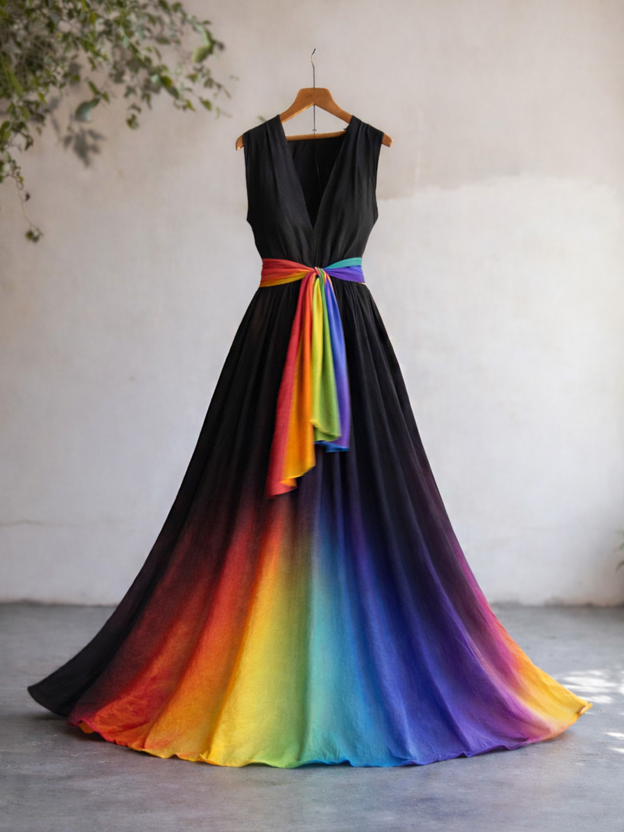 Women's Rainbow Art Print Casual Dress