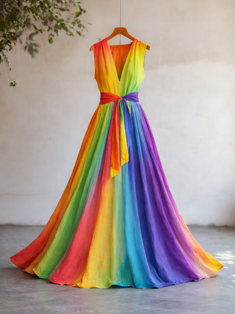 Women's Rainbow Art Print Casual Dress