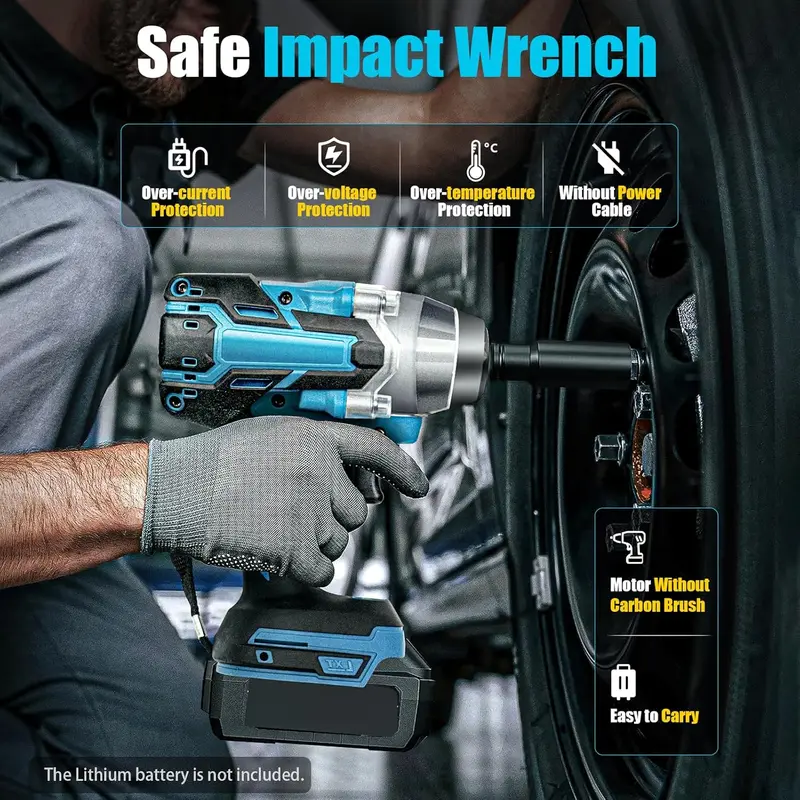 Llave de impacto inalámbrica de 1/2 pulgada, pistola de impacto de alto par 3 en 1 con 2 baterías de iones de litio de 3000 mAh, 5 vasos de impacto, 8 brocas, 10 tornillos y maletín de herramientas, herramientas de impacto para tuercas de ruedas de coche.