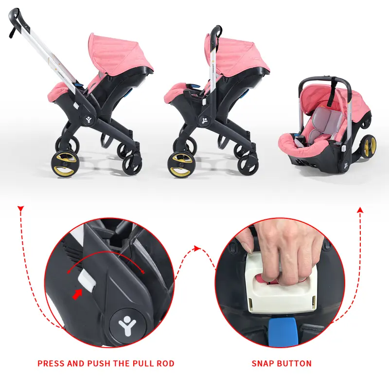 Cochecito de bebé de alta gama todo en uno, convertible, sin base de anclaje, para bebés y niños pequeños, con asiento reversible.