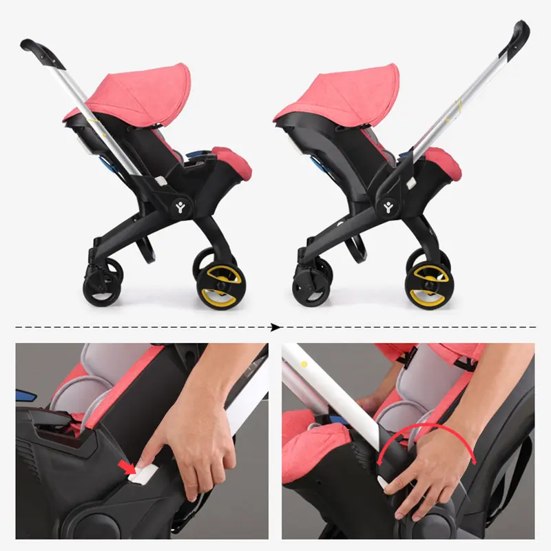 Cochecito de bebé de alta gama todo en uno, convertible, sin base de anclaje, para bebés y niños pequeños, con asiento reversible.