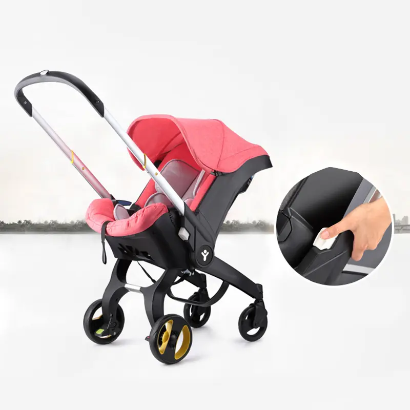 Cochecito de bebé de alta gama todo en uno, convertible, sin base de anclaje, para bebés y niños pequeños, con asiento reversible.