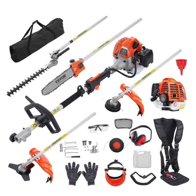 Herramientas de jardinería multifuncionales, diversas especificaciones: cortasetos a gasolina, desbrozadora, cortabordes, perfiladora de césped, sierra de pértiga, podadora con pértiga de extensión, cortacésped para jardín.