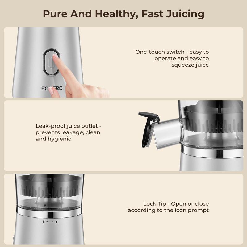 Electric Citrus Juicer Hands Free, Orange Lime Grapefruit Juicer Squeezer, One Touch Operation, Easy to Clean Juice Maker