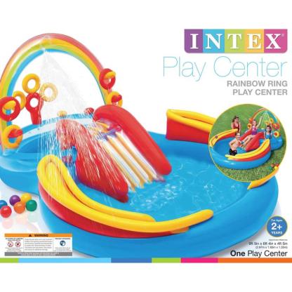 Tobogán inflable Intex Rainbow Slide para niños con centro de juegos con aros y bolas para niños de 2 años en adelante