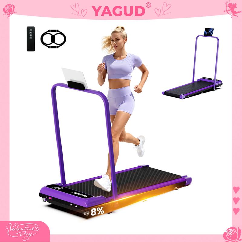【Inclinación ajustable】Cinta de correr plegable YAGUD, plataforma para caminar con motor de bajo ruido, capacidad de peso de 265 libras, control remoto y ruedas para fácil movilidad, viene con bandas de resistencia gratuitas, sistema de doble absorción de