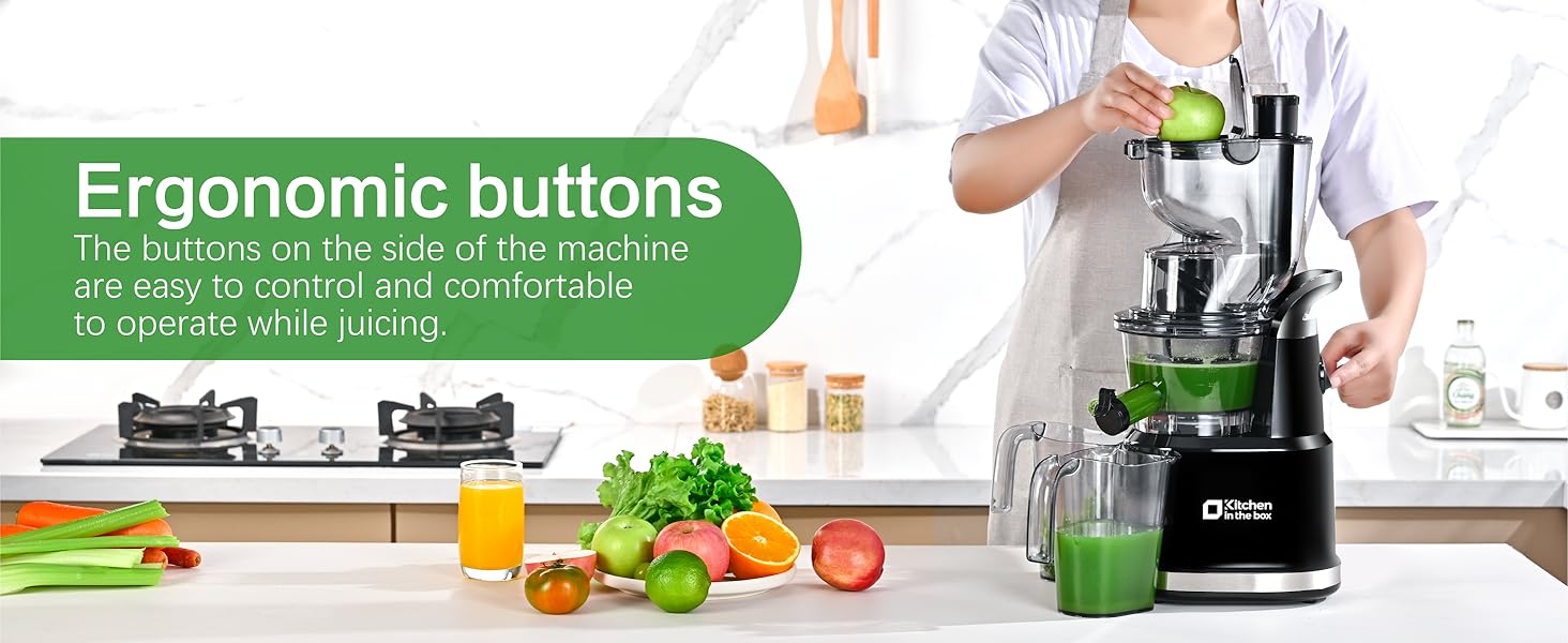 KITCHEN IN THE BOX Cold Press Juicer, Slow Masticating Juicer with Dual Feed Chutes, Dry Pulp, High Juice Yield, BPA-Free KITCHEN IN THE BOX Cold Press Juicer, Slow Masticating Juicer with Dual Feed Chutes, Dry Pulp, High Juice Yield, BPA-Free