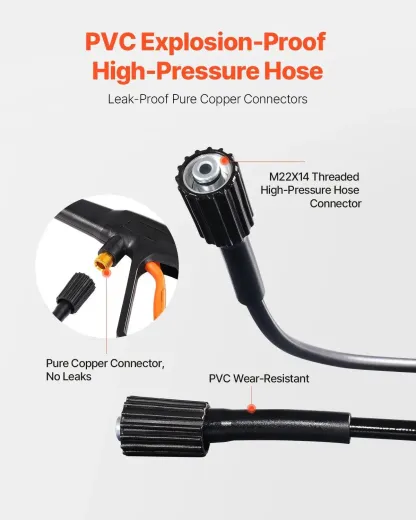 Hidrolavadora eléctrica con boquillas y cañón de espuma