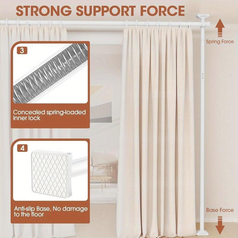 Barra divisoria ajustable para dormitorio - Barra divisoria de alta resistencia para cortinas de 1,2 a 3 m de alto y 71 a 180 cm de ancho - Separador independiente sin taladros, soporte de cortina con tensión independiente (cortinas no incluidas)