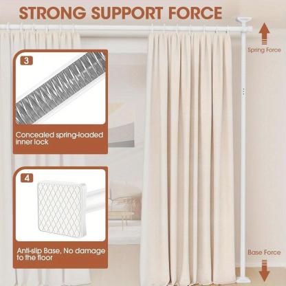 Barra divisoria ajustable para dormitorio - Barra divisoria de alta resistencia para cortinas de 1,2 a 3 m de alto y 71 a 180 cm de ancho - Separador independiente sin taladros, soporte de cortina con tensión independiente (cortinas no incluidas)