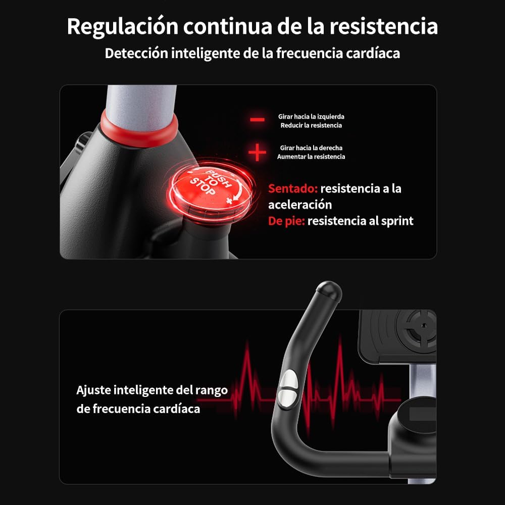 FINYQBET Bicicleta Fija，Bicicleta Estática Silenciosa con Pantalla LCD y Resistencia Ajustable, Soporta 120 kg, Altura Regulable en Asiento y Manillar, Ideal para Hogar y Rehabilitación Física