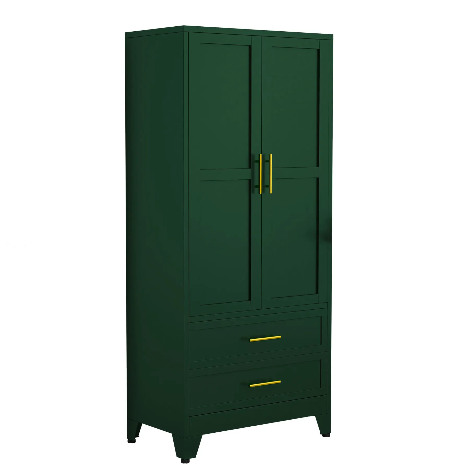 Armario metálico de 2 puertas y 2 cajones — Ropero de 71 pulgadas de altura con barras para colgar y estante ajustable — Gabinete de almacenamiento de acero para dormitorio — Gran regalo para el Día de la Madre