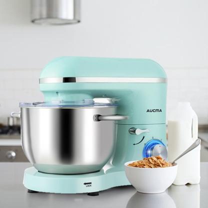 Batidora de pie Aucma de 6,5 litros con motor mejorado | Batidora eléctrica de 6 velocidades con cabezal inclinable, tazón de acero inoxidable, gancho para masa, varillas y batidor para repostería y mezclas. Electrodomésticos de cocina.